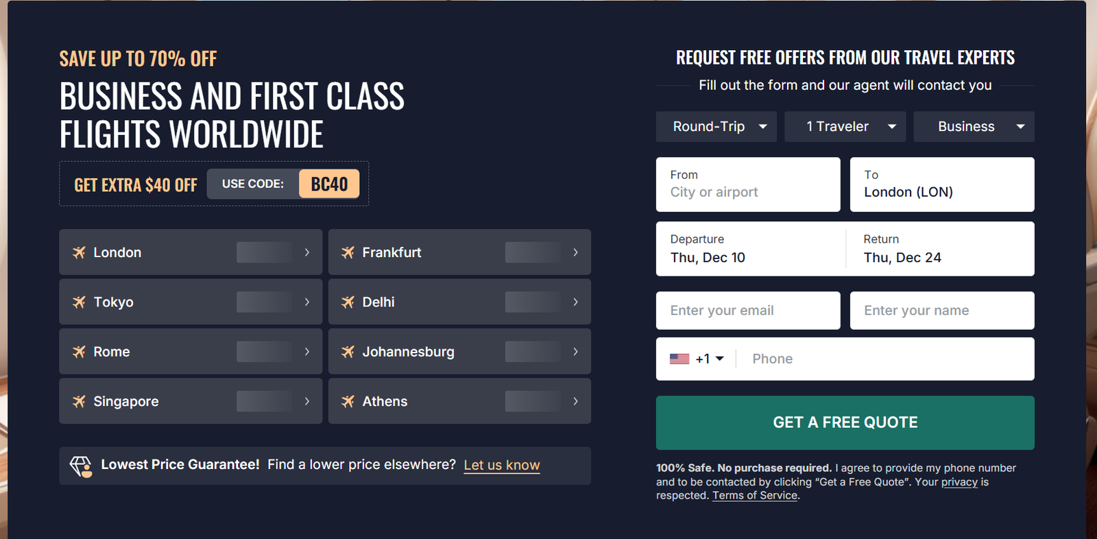 AranGrant: Find Cheap Business Class Flights for Your Next Trip